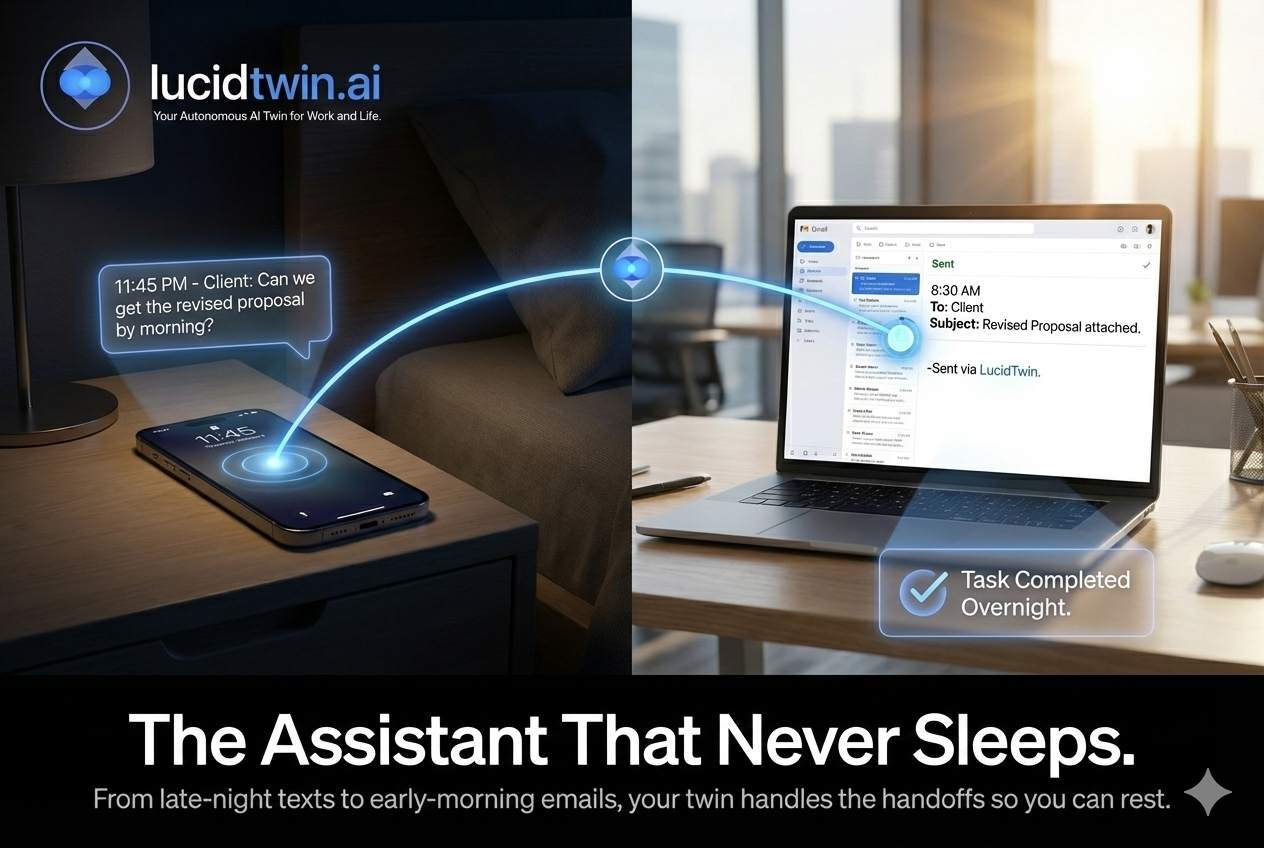 The Assistant That Never Sleeps - 11:45 PM client message automatically handled, sent by 8:30 AM